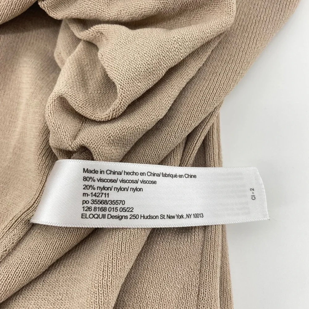 ELOQUII Cardigan Women‎ 18/20 Tan Open Front Longline Side Slit Duster Sweater